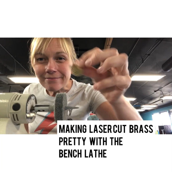 In the studio: finishing laser cut brass on the bench lathe