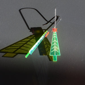Neon Christmas Tree Earrings
