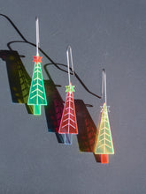 Neon Christmas Tree Earrings