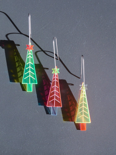 Neon Christmas Tree Earrings