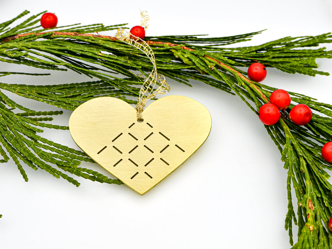 Scandinavian Woven Heart Christmas Ornament