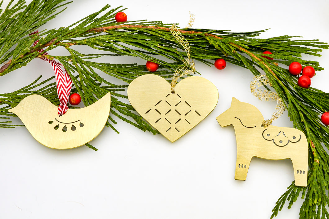 Nordic Christmas Brass Ornament Set
