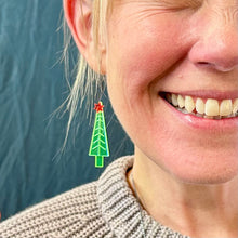 Neon Christmas Tree Earrings