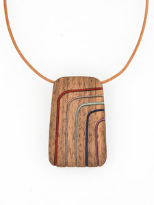 Asa Handcrafted Walnut Wood Pendant Necklace with Rainbow Curve Design