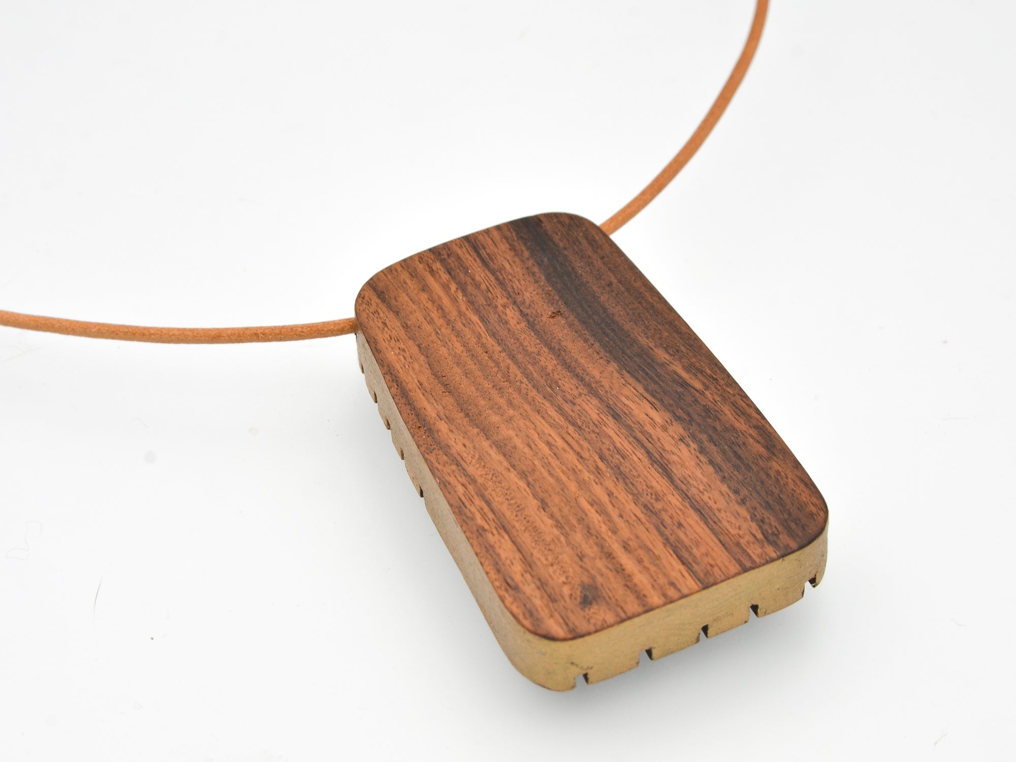 Asa Handmade Walnut Wood Pendant Necklace - Reversible Rainbow
