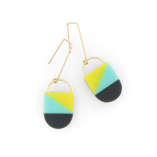 Product image of citron, aqua, grey & gold colored Siri Earring by Bird of Virtue.