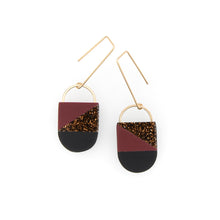 Product image of wine, glitter rust, black & gold colored Siri Earring by Bird of Virtue.